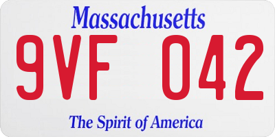 MA license plate 9VF042