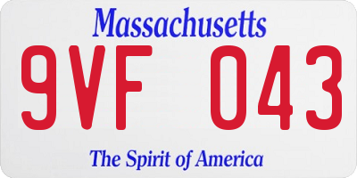 MA license plate 9VF043