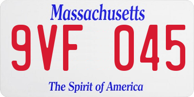 MA license plate 9VF045