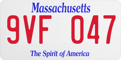 MA license plate 9VF047