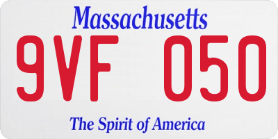 MA license plate 9VF050