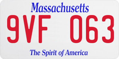 MA license plate 9VF063