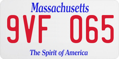 MA license plate 9VF065