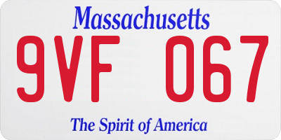 MA license plate 9VF067