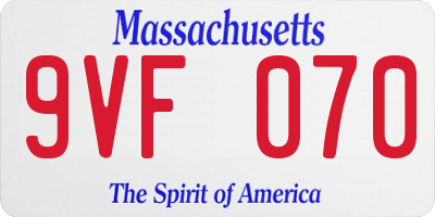 MA license plate 9VF070