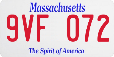 MA license plate 9VF072