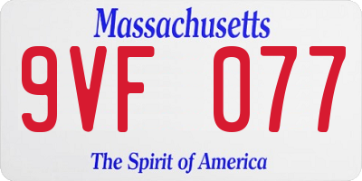 MA license plate 9VF077
