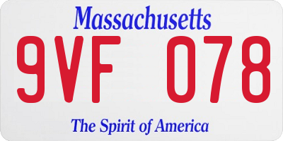 MA license plate 9VF078