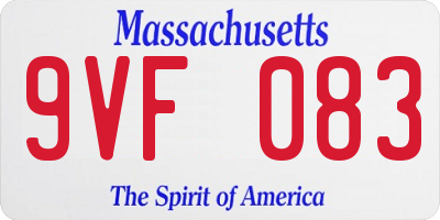MA license plate 9VF083
