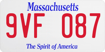 MA license plate 9VF087