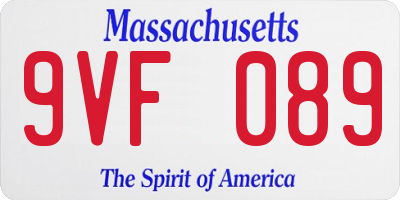 MA license plate 9VF089