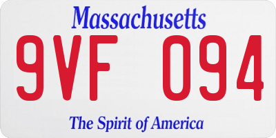 MA license plate 9VF094