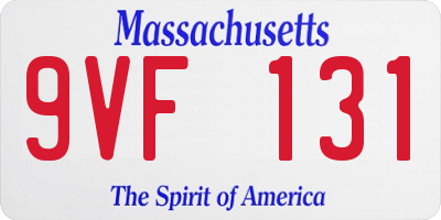 MA license plate 9VF131