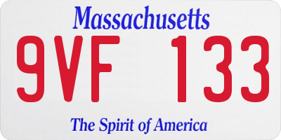 MA license plate 9VF133