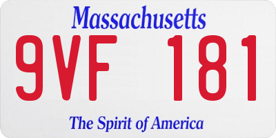 MA license plate 9VF181