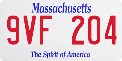 MA license plate 9VF204