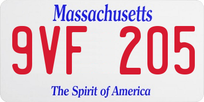 MA license plate 9VF205