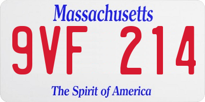 MA license plate 9VF214