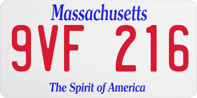 MA license plate 9VF216