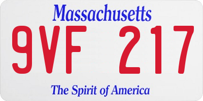 MA license plate 9VF217