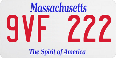 MA license plate 9VF222