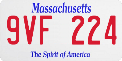 MA license plate 9VF224