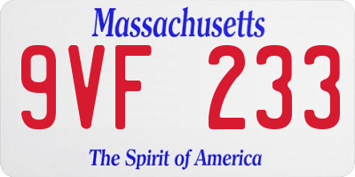 MA license plate 9VF233