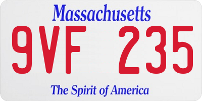 MA license plate 9VF235