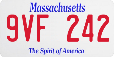 MA license plate 9VF242