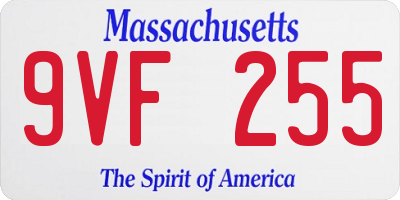 MA license plate 9VF255