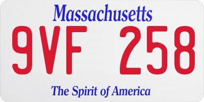 MA license plate 9VF258
