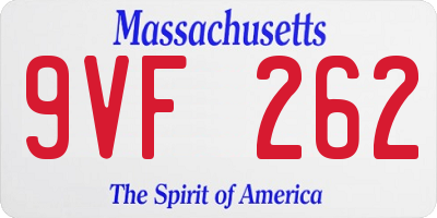 MA license plate 9VF262