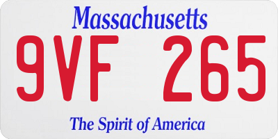 MA license plate 9VF265