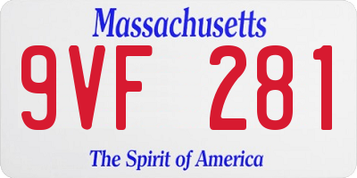 MA license plate 9VF281