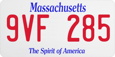 MA license plate 9VF285