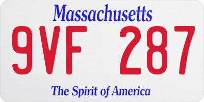 MA license plate 9VF287