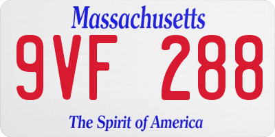 MA license plate 9VF288