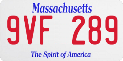 MA license plate 9VF289