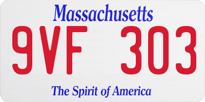 MA license plate 9VF303