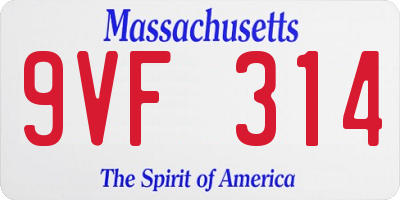 MA license plate 9VF314