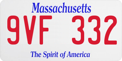 MA license plate 9VF332