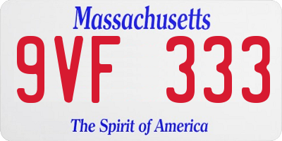 MA license plate 9VF333