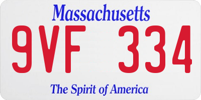 MA license plate 9VF334