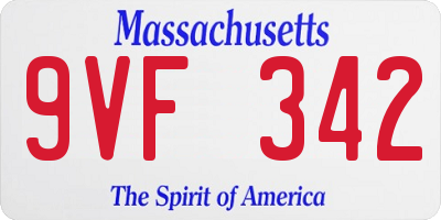 MA license plate 9VF342