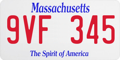 MA license plate 9VF345