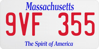 MA license plate 9VF355