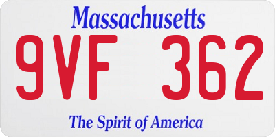 MA license plate 9VF362