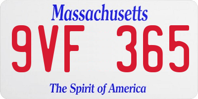 MA license plate 9VF365
