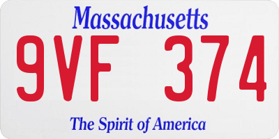 MA license plate 9VF374
