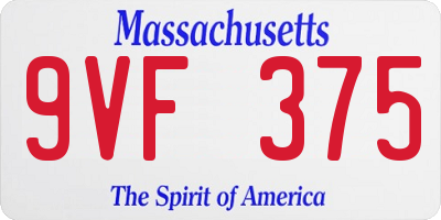MA license plate 9VF375